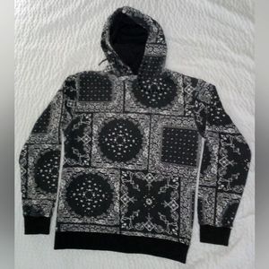 Black and White Bandana Print Hoodie